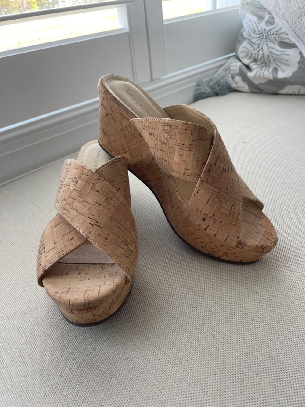 Chocolat Blu Cork Wedge Sandals - Tan
